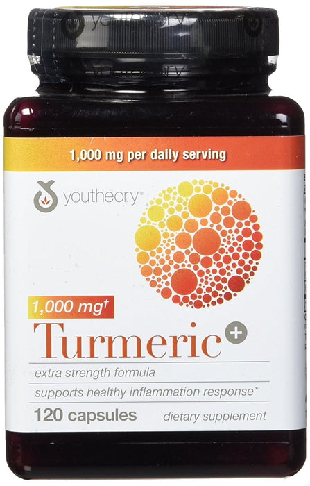 YOUTHEORY Extra Strength Turmeric Formula Capsules, 1000mg - 120 Count