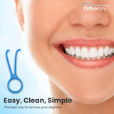 OrthoKey Clear Aligner Removal Tool | Invisible Removable Braces, Denture, Brackets, Retainer Remover Key | Personal Orthodontic Supplies, Dental-Grade for Ortho Cleaning & Travel Use | (2-Pack) Blue