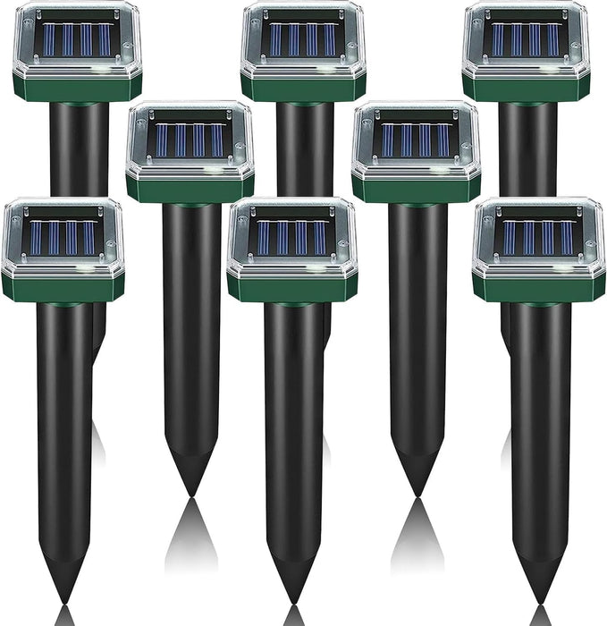 outtkitywi 8 Pc Mole Repellent Solar Powered Sonic Mole Deterrent Spikes, Snake Gopher Vole Repellent for Lawn Garden & Yard Gopher Deterrent, Groundhog Repeller