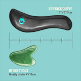 SIDEKICK Curve Muscle Scraper: 4-in-1 Gua Sha Scraping Massage Tool w/Emollient Pump Gel - Handmade Stone for Plantar Fascia Relief, IT Band Relief, Neck Relief and More