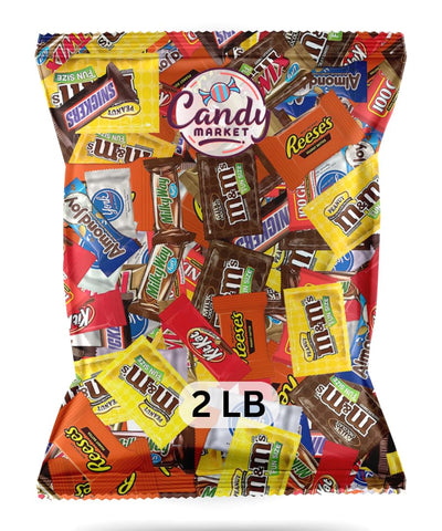 Golax Assorted Bulk Candy Mix -Skittles, Air Heads, Swedish Fish, Sour Patch Kids, Haribo, Starburst, Jolly Rancher - Individually Wrapped Candy - By Candy Market (2 LB)