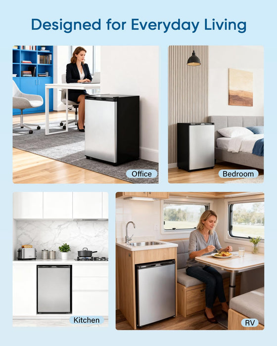 Feelfunn 1.1 Cu.ft Mini Freezer - Compact Upright Freezer with 7 Adjustable Thermostat, Removable Shelf, Reversible Single Door, 360°Uniform Cooling Small freezer for Home Office Apartment Dorm, Black