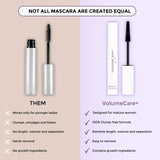 RUMI COSMETIQUES VolumeCare+ Mascara For Older Women - Extreme Length and Volume 2-in-1 Formula - No Clumps, Long-Wearing, Hypoallergenic Mascara For Sensitive Eyes (Natural Black)