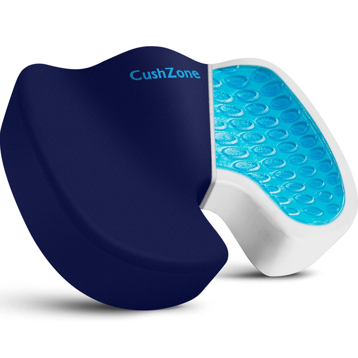 Office Chair Seat Cushion, Cooling Gel Enhanced Memory Foam Cushion for Long Sitting - Back, Sciatica, Coccyx, Tailbone Pain Relief Pillow - for Office, Gaming, Car, Wheelchair - Blue, Large