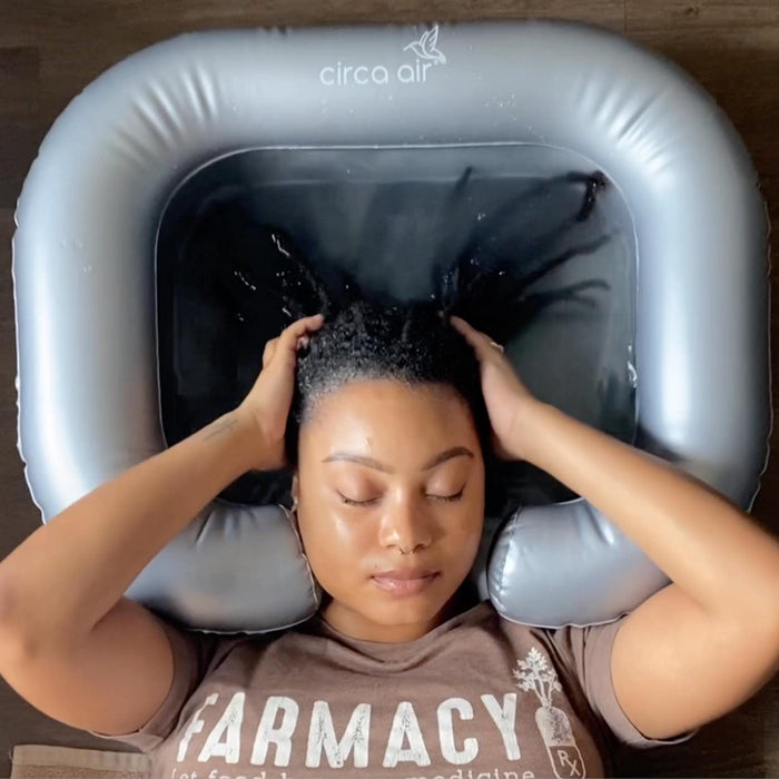 CIRCA AIR Inflatable Sink For Locs - Inflatable Hair Washing Basin For Locs. Portable Shampoo Bowl, Inflatable Tub For Hair Detox, Loc Detox Tub with Pillow