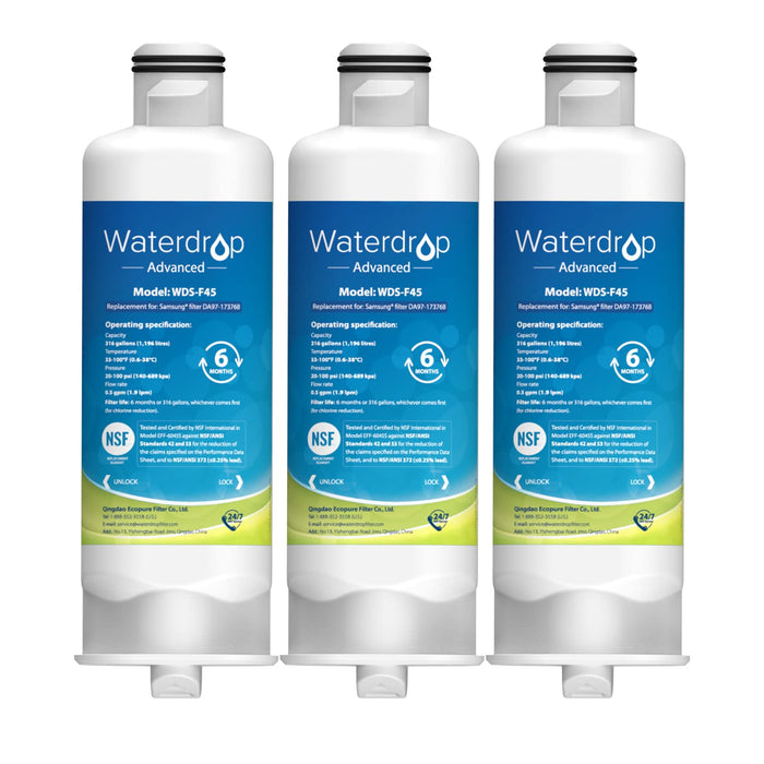 Waterdrop DA97-17376B NSF 53&42 Certified Replacement for Samsung® HAF-QIN/EXP, HAF-QIN, DA97-08006C, RF28R7351SG, RF23M8570SR, WDS-F45, Refrigerator Water Filter, 3 Filters