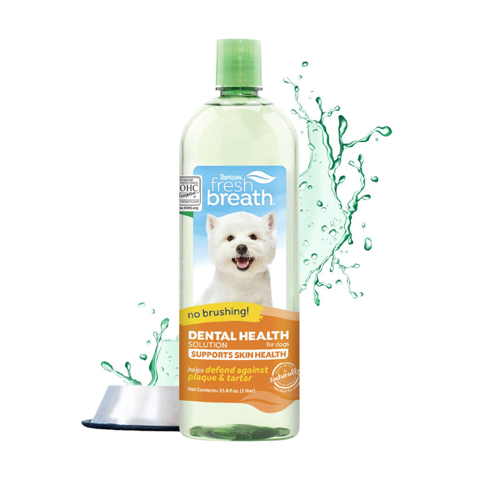 TropiClean Fresh Breath Supports Skin Health | Dog Oral Care Water Additive | Dog Breath Freshener Additive for Dental Health | VOHC Certified | Made in the USA | 33.8 oz.