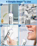 Cordless Water Flosser for Teeth Professional Water Teeth Cleaner Picks Dental Oral Irrigator with 3 Modes & 4 Jet Tips for Braces Gums, IPX7 Waterproof, 300ml Detachable Tank for Home Travel Grey