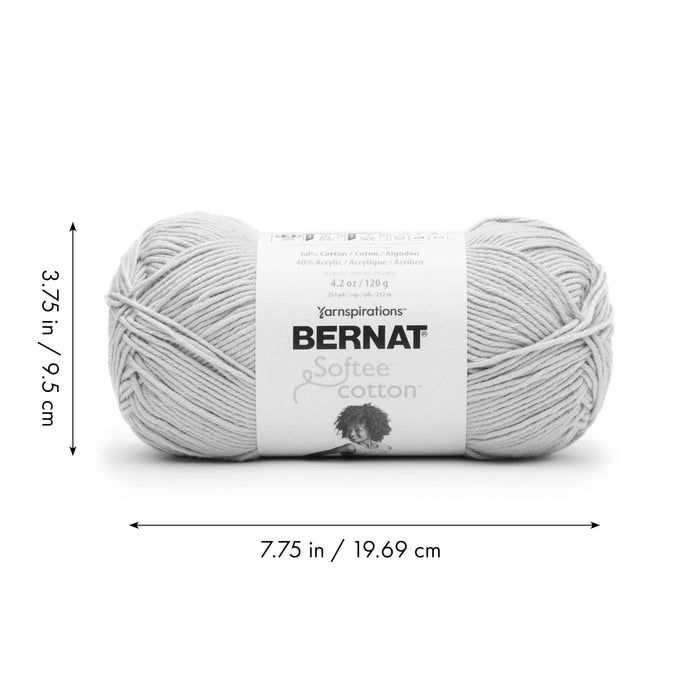 Bernat Softee Cotton Feather Gray Yarn - 3 Pack of 120g/4.25oz - Nylon - 3 DK (Light) - 254 Yards - Knitting, Crocheting & Crafts