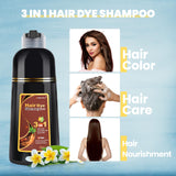 Bablabear MEIDU Brown Hair Color Shampoo for Women and Men,Instant Hair Dye Shampoo for Gray Hair Coverage, Herbal Ingredients, 3 in 1-100% Grey Coverage(17.6 Fl oz)