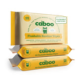 Caboo Tree Free Flushable Wipes, Certified Flushable, Septic Safe, Eco Friendly, Unscented Flushable Wipes for Adults made with Bamboo Viscose (Pack of 3, Total of 180 Flushable Wipes)