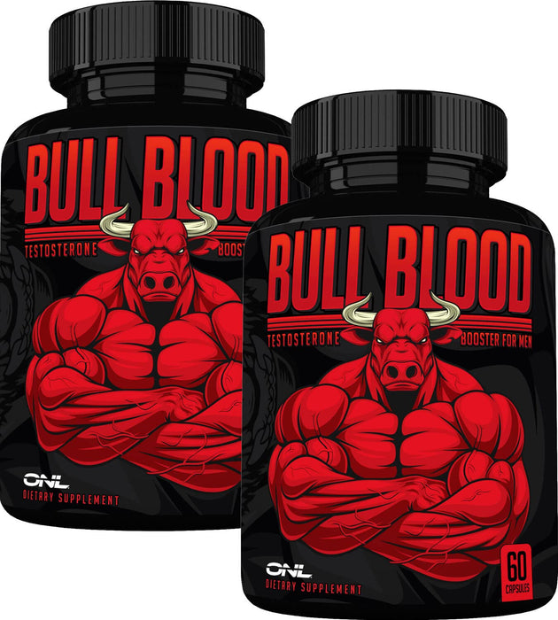 Testosterone Booster for Men (2 Pack) - Bull Blood Male Enhancing Test Booster Pills for Strength, Stamina & Endurance w/Maca Root, Horny Goat Weed & Tribulus Terrestris, Tongkat ali for Men