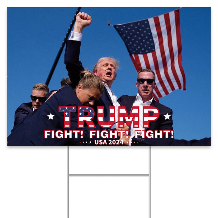 Vikiyama Trump 2024 yard Sign, Trump Yard Signs 2024 with Stake, 12x18 Inch Trump Fight Fight Fight Signs for yard lawn, Double-sided