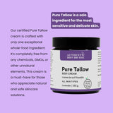 Certified Organic Tallow Cream with Lavender +Frankincense - Natural Cream for Face and Body with Tallow Lip Balm - Deep Hydration - Made with Certified Organic Grass Fed Beef Tallow (Lavender 4oz)