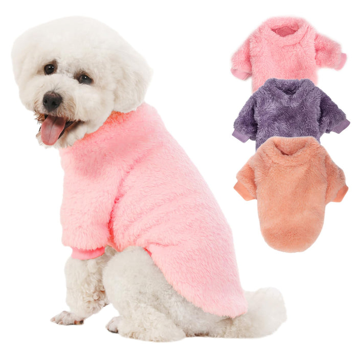Kyaringtso Dog Sweater, 3 Pack Dog Sweaters for Small Dogs, Dog Clothes for Small Dogs Girl Boy, Ultra Soft and Warm Puppy Sweater Dog Coat for Winter Christmas (Medium, Pink+Purple+Peach)