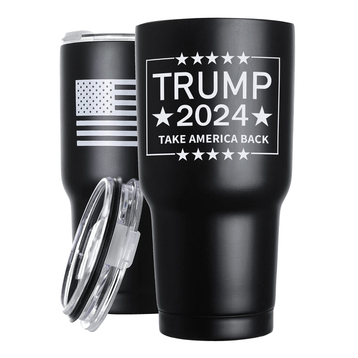 XccMe Trump 2024 Take America Back Tumbler with American Flag,30oz Stainless steel Coffe Mug,Double Wall Insulated Tumbler for Home Office Outdoor Works Ice Drinks and Hot Beverage