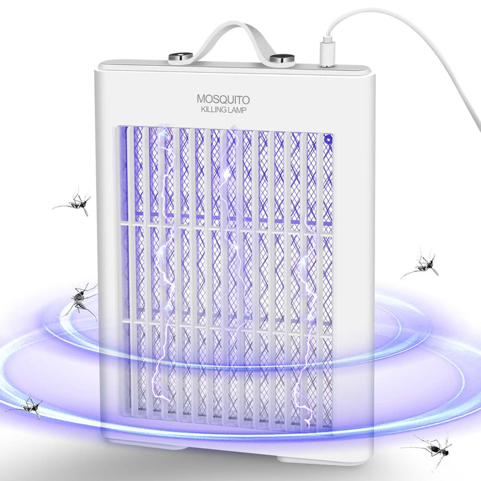 Qualirey Electric Bug Zapper Indoor, 3000V Powerful Mosquito Killer USB Powered Mosquito Zapper Lamp, Insect Traps Fly Zapper for Home, Kitchen, Bedroom, Baby Room, Office(White)