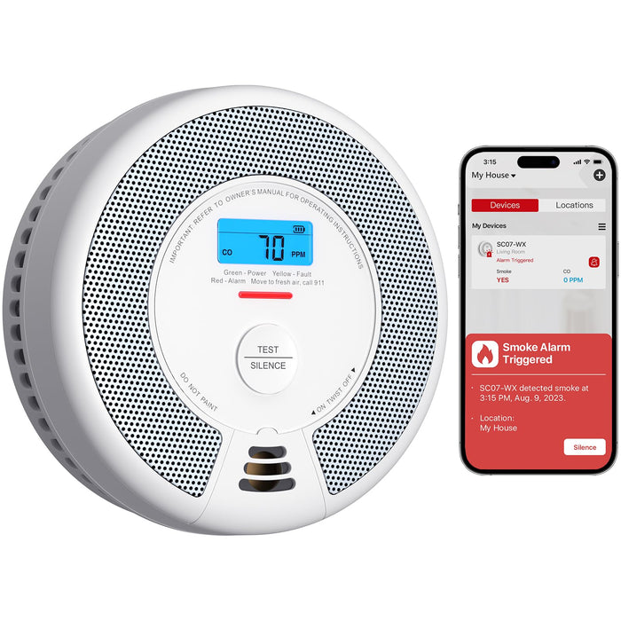 X-Sense Smart Smoke Detector Carbon Monoxide Detector Combo with Replaceable Battery, Wi-Fi Smoke and Carbon Monoxide Detector with Real-Time App Notifications, SC07-WX, 1-Pack