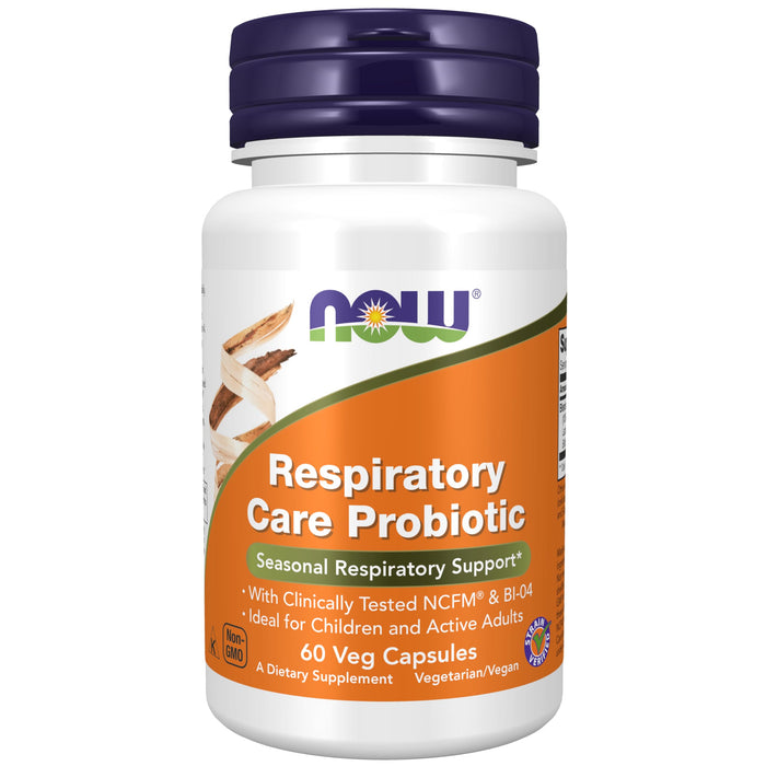 NOW Supplements, Respiratory Care Probiotic, with Clinically Tested NCFM® & BI-04, 60 Veg Capsules