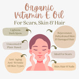 Organic Vitamin E Oil Bulk - 32oz USDA Certified 100% All Natural Plant Based - Light and Unscented Great for Scars After Surgery - For Face, Skin and Nails - Anti-Aging, Reduce Appearance of Wrinkles