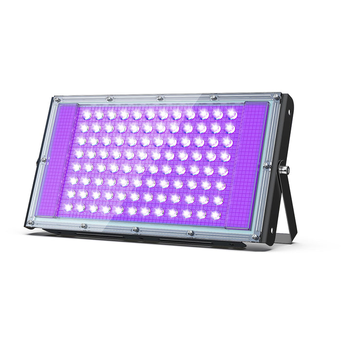 100W LED UV Black Light, Powerful UV Spotlight, IP66, 395nm UV Lamp for Christmas, Halloween Glow Party(1 Packs)