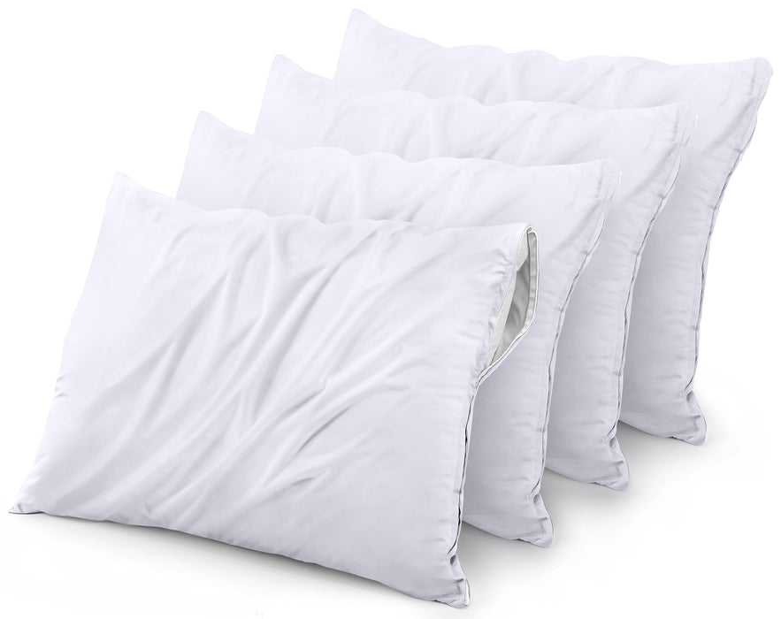 Utopia Bedding Waterproof Pillow Protectors Zippered (4 Pack, White) Standard Size, Bed Bug Proof Pillowcases, Pillow Encasement Covers 20 x 26 Inches