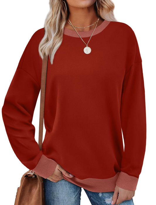 Saloogoe Red Tops for Women Christmas Sweaters 2024 Long Sleeve Shirts Fashion Sweatshirts L