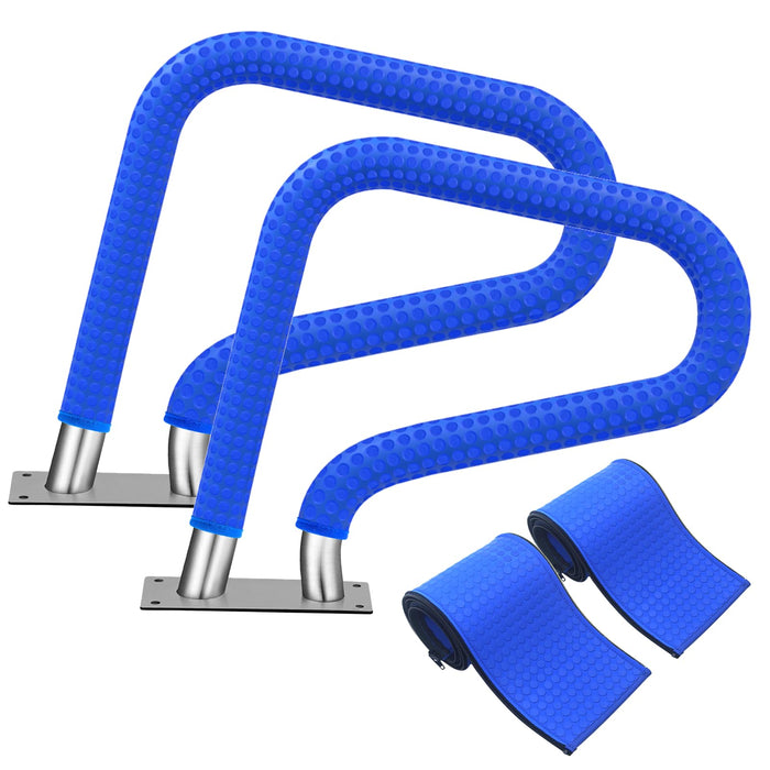 Pool Handrail Covers with Zippers 4 6 8 10 Ft Inground Swimming Pools Hand Rail Cover, Anti-Slip Cool Touch Heat Resistant, Blue, Non Slip Swim Pool Railing Ladder Stair Handle Grip (6 Feet 2 Pcs)