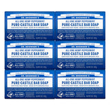 Dr. Bronner's - Pure-Castile Bar Soap (Peppermint, 5 ounce, 6-Pack) - Made with Organic Oils, For Face, Body & Hair, Gentle & Moisturizing, Biodegradable, Vegan, Cruelty-free, Non-GMO