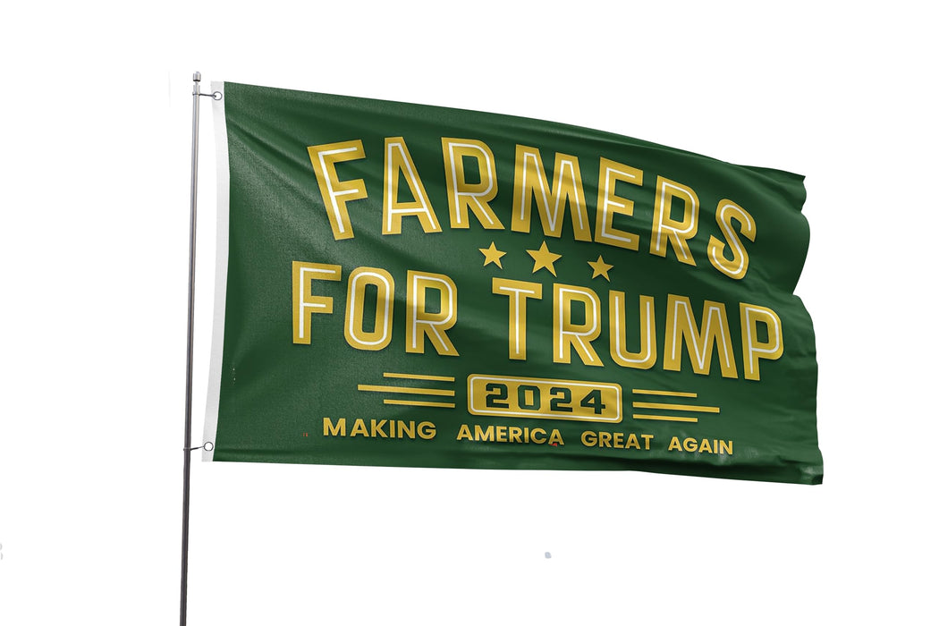 Farmers For Trump Flag 2x3FT Trump 2024 Flag President Election Supporter Fans Patriotic MAGA Banner With 2 Brass Grommets Outdoor Indoor (Farmers C, 2x3ft)