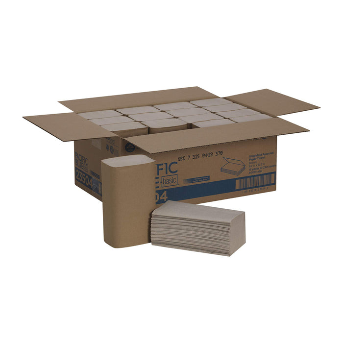 Georgia-Pacific Pacific Blue Basic S-Fold Recycled Paper Towels by GP PRO (Georgia-Pacific),Brown,23504,250 Towels Per Pack,16 Packs Per Case (4000 Total),9.20'' x 10.20