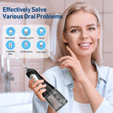 NBGRLVS Water Dental Flosser Cordless for Teeth Pick Cleaning - Powerful Oral Irrigator with 6 Adjustable Modes,320ML Portable & Rechargeable IPX7 Waterproof Cleaner Picks for Home Travel (Black)