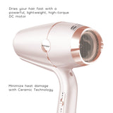 INFINITIPRO BY CONAIR SmoothWrap Hair Dryer - 1875W Hair Dryer with Diffuser - Blow Dryer for Less Frizz, More Volume and Body, with Advanced Plasma and Ceramic Technology - Pink Champagne