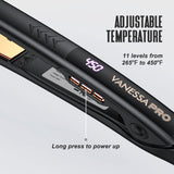 VANESSA PRO Flat Iron Hair Straightener, 100% Pure Titanium Flat Iron with Swift Heat-up for Effortless Achieve Curls & Straighten Look, Dual Voltage Hair Styling Tools 1-Inch