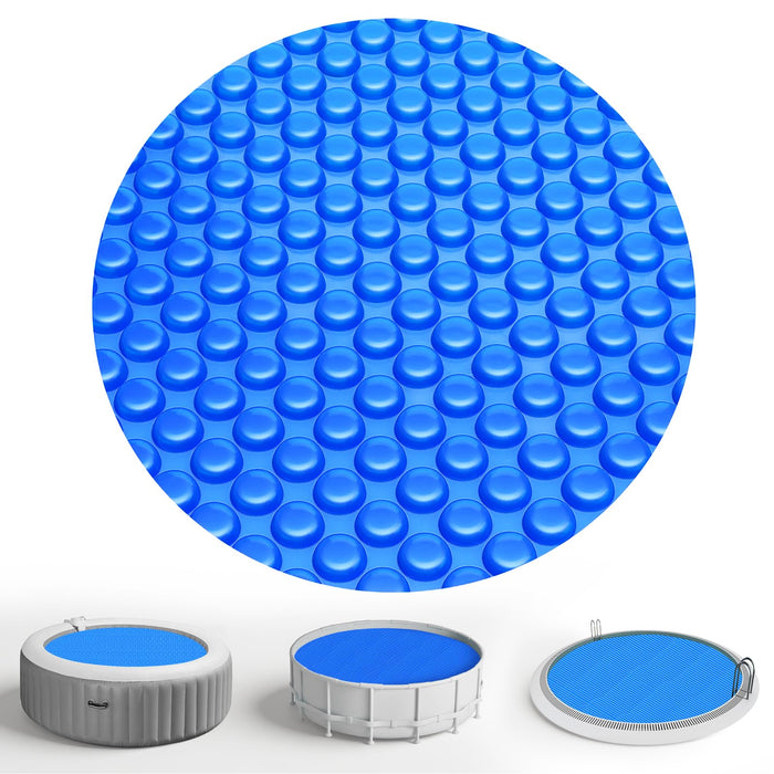 KETNET Solar Pool Cover 8 ft Round for 6-24ft Above Ground Inground Pools, Hot Tub Spa Thermal Heating Bubble Wrap Covers, 12 Mil Heavy-Duty Circle Blue Floating Blanket Mat for Swimming Pools