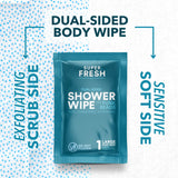 Super Fresh FunkBlock Shower Wipes - Large Body Wipes for Hygiene, Camping Wipes, Gym & Travel. No Rinse Bathing Wipes with Aloe & Vitamin E. Unscented. Bag of (20) Individually Wrapped Wipes