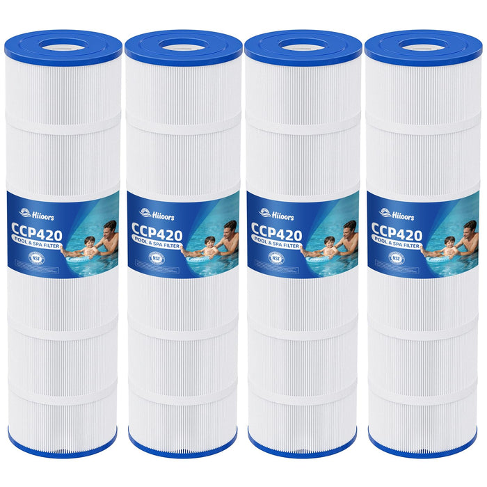 Hiioors CCP420 Pool Filter Cartridges 4 Pack, Compatible with Pentair Clean & Clear Plus 420, Replaces Pentair R173576, Pleatco PCC105-PAK4, 420 sq.ft, Heavy Duty 5 oz+ Trilobal Fabric