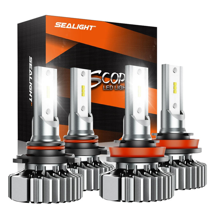 SEALIGHT 9005 H11/H8 Fog Lamps 58,000LM for ATVs & Powersports, 2025 Version, 8×Brighteness S1 Series Wireless 9005 H11 1:1 Real Size 10 Years Lifespan, IP67 Waterproof Pack of 2