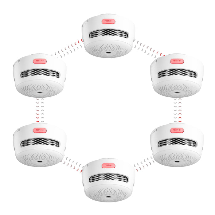 X-Sense Wireless Interconnected Smoke Detector Battery Powered Fire Alarm with Over 820 feet Transmission Range, XS01-WR Link+, 6-Pack