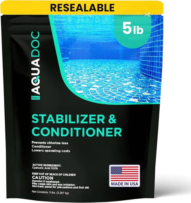 MAV AquaDoc Pool Stabilizer and Conditioner - 5lb - Cyanuric Acid Stabilizer for Swimming Pools - Pool Chemicals Made in the USA
