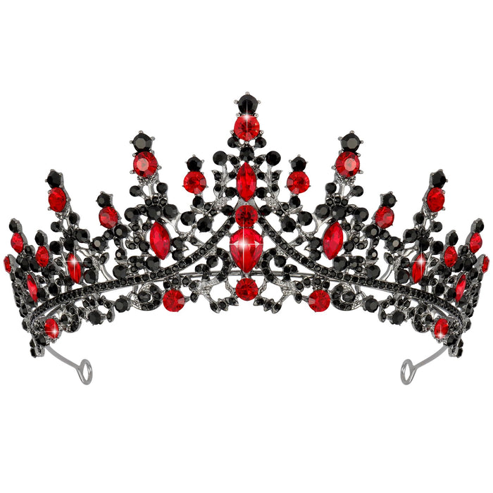TOBATOBA Queen of Hearts Crown, Royal Queen Crown for Women, Gothic Black Crown Red Crown, Princess Tiaras for Women Girls, Baroque Crown Quinceanera Headpieces for Birthday Prom Pageant Halloween