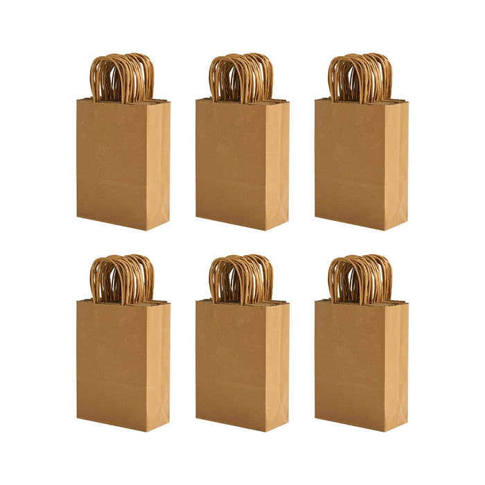 RACETOP Small Brown Kraft Paper Bags 100 Pack 5.8x3.2x8.25 in with Handles