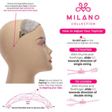 MILANO COLLECTION TopGrip Comfort Band for Medium Base Toppers, Adjustable Translucent Strap, Side Openings to Secure Your Wig Topper, Includes Sewing Kit & Clip, Beige, Medium