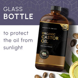 Brooklyn Botany Organic Castor Oil in Glass Bottle for Hair Growth, Eyelashes & Eyebrows - 100% Pure and Natural Carrier Oil, Hair & Body Oil - Moisturizing Massage Oil for Aromatherapy - 16 fl. Oz