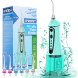 Water Dental Pik Flosser,Grinest 7 Modes Rechargeable Water Dental Picks for Teeth Cleaning Cordless Oral Irrigator Portable IPX7 Waterproof Tooth flossers for Home Travel-Green