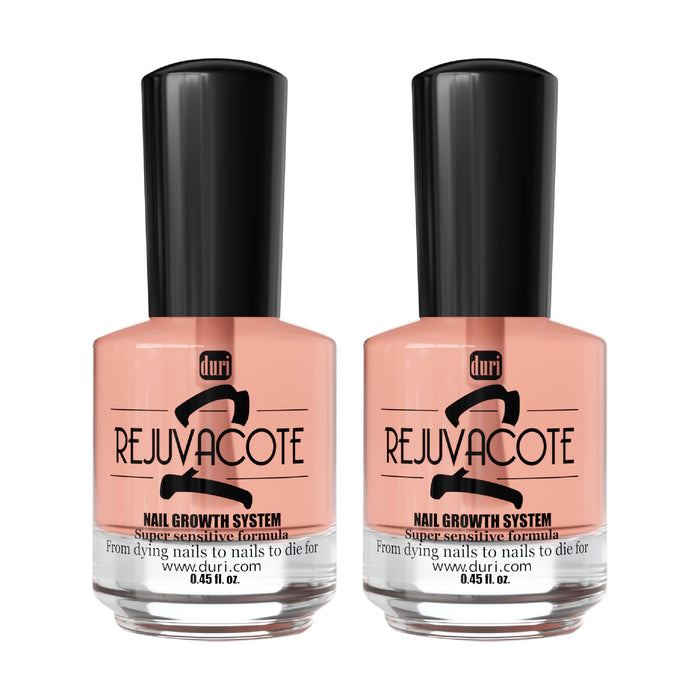 Duri Rejuvacote 2 Nail Growth System Sensitive Formula - Nail Hardener and Strengthener for Brittle, Breaking, Splitting Nail Repair - 0.45 Fl Oz (Pack of 2)