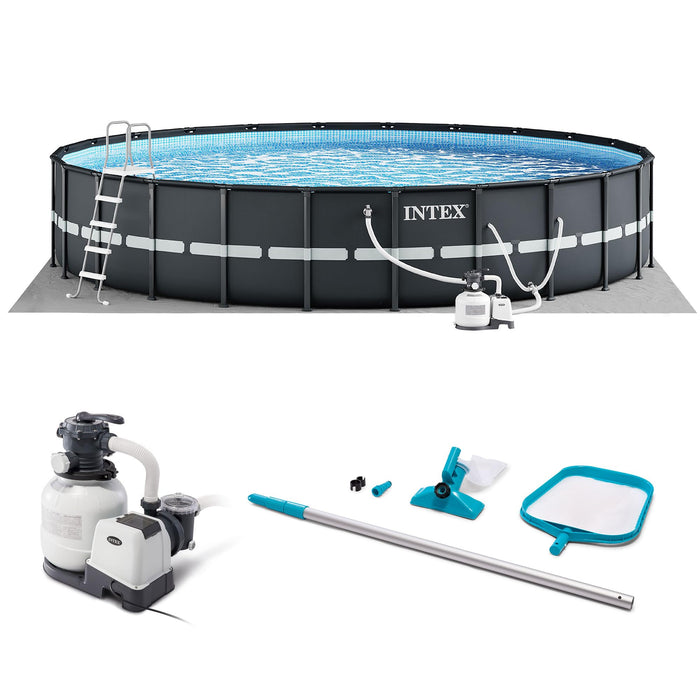 INTEX 26329EH Ultra XTR 18ft x 52in Above Ground Swimming Pool Set with Sand Filter Pump and Cleaning Maintenance Kit