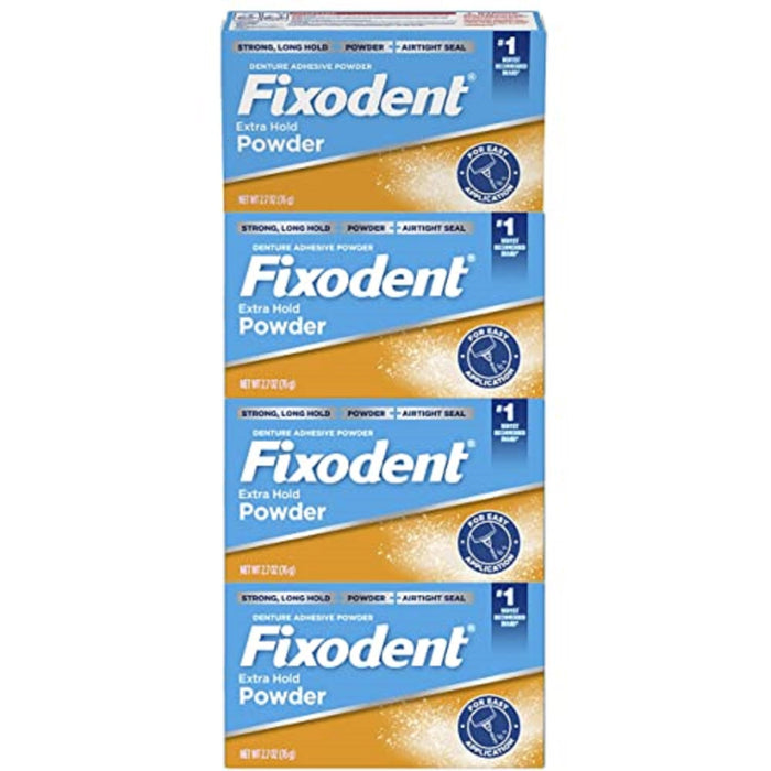 Fixodent Extra Hold Denture Adhesive Powder, 2.7 Ounce (Pack of 4)