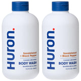 Huron Men’s Moisturizing Body Wash - Clean & Woody Scent of Sandalwood, Black Pepper, Cedarwood, & Amber - Made With Coconut Oil, Vitamin E & Witch Hazel - Vegan, Cruelty-Free - 12.2 fl oz (2 Pack)