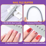 Makartt Nail Glue Remover Kit, for Press on Nails, 10ML Glue Off, 100/180 Grit Nail File Buffer, 5ML Cuticle Oil, All in One Press On Nails Remover and Nail Care Kit